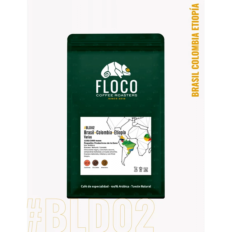 Blend de cafe de especialidad - Brasil + Colombia + Etiopía - Floco - Café Gourmet